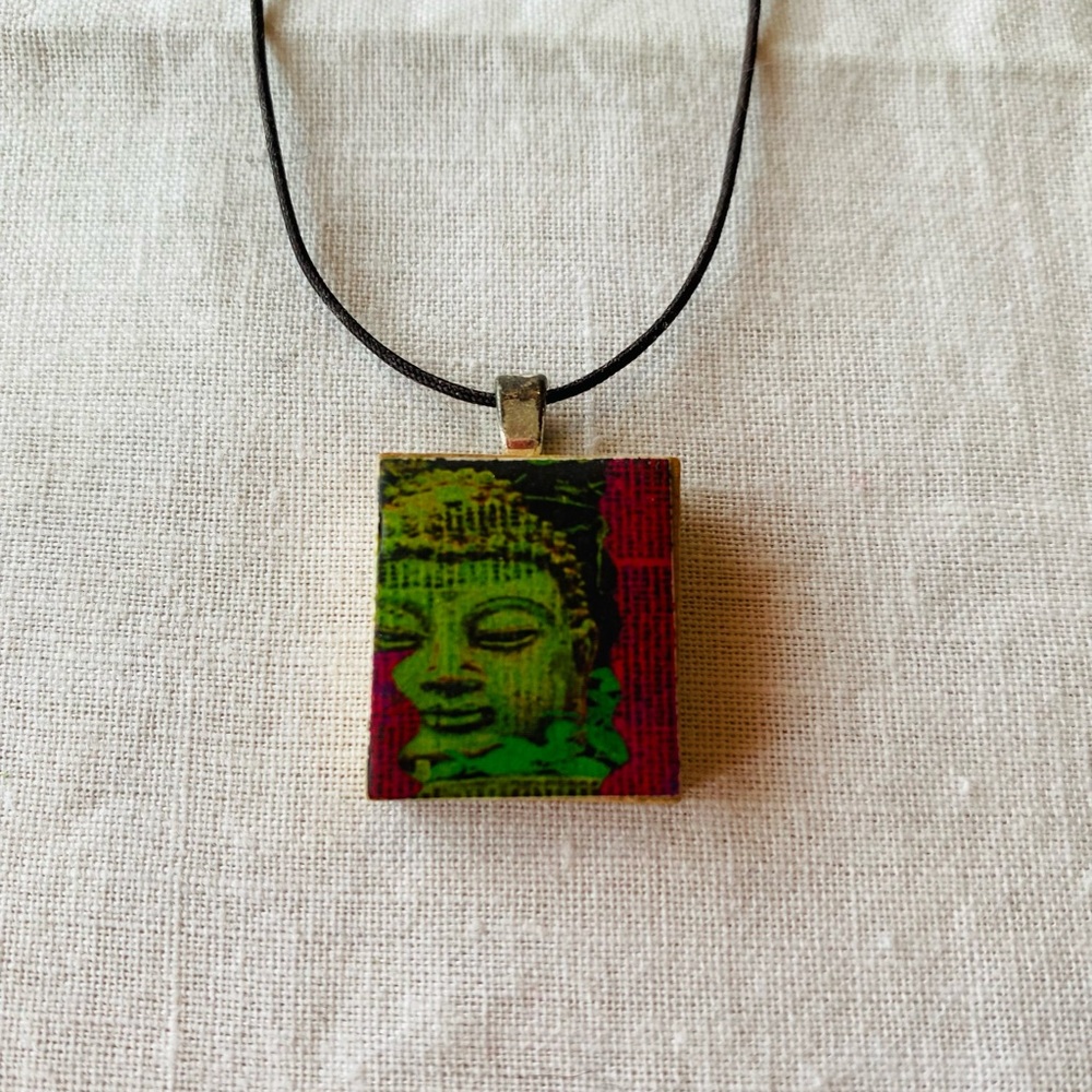 Buddha Scrabble tile necklace